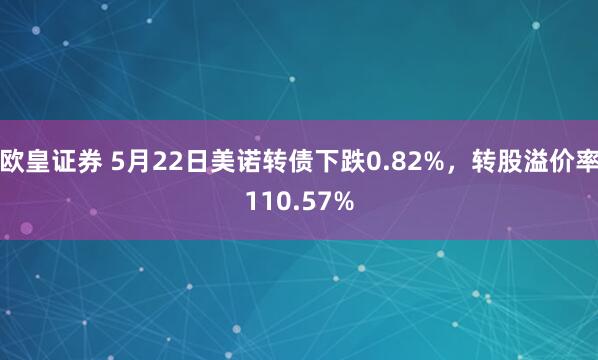 欧皇证券 5月22日美诺转债下跌0.82%，转股溢价率110.57%